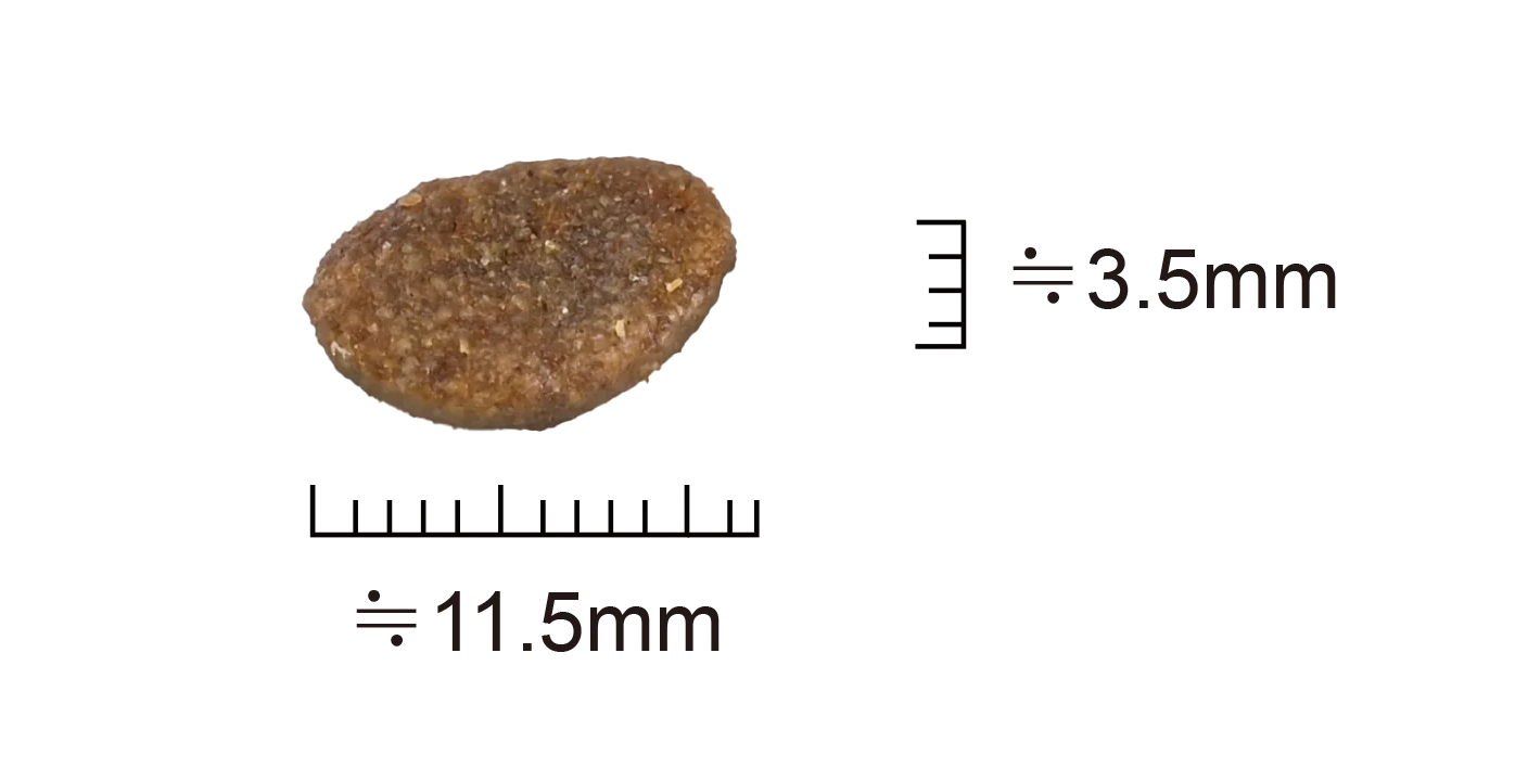 狗糧顆粒直徑約11.5mm厚度約3.5mm