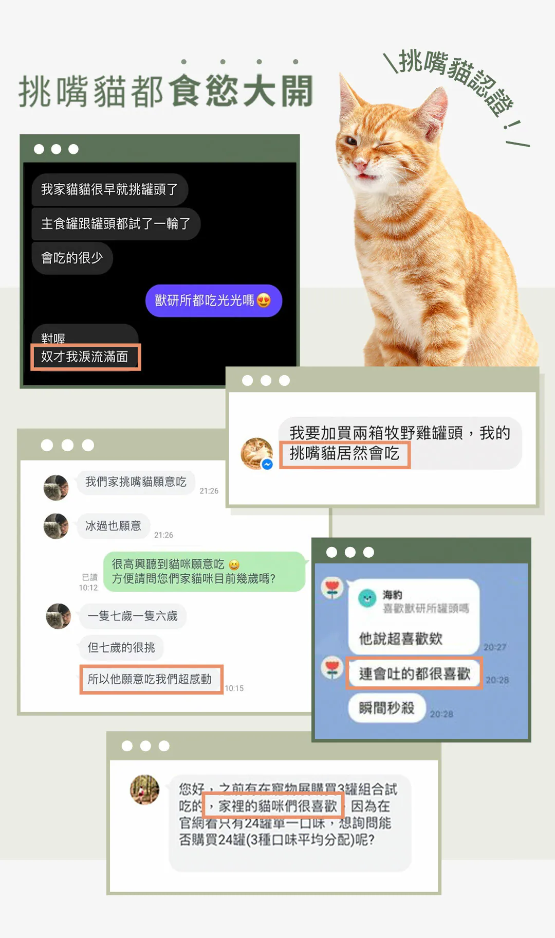 挑嘴貓都食慾大開!真實對話見證奴才的感動淚推 深獲廣大貓奴好評!挑嘴貓願意吃、冰過也願意吃,連平時容易吐的貓咪都瞬間秒殺,高回購率的品質保證,深受貓咪喜愛。